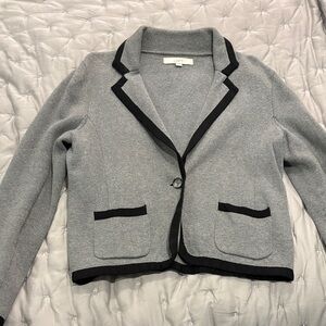 LOFT Women's Charcoal Blazer with Black Accents